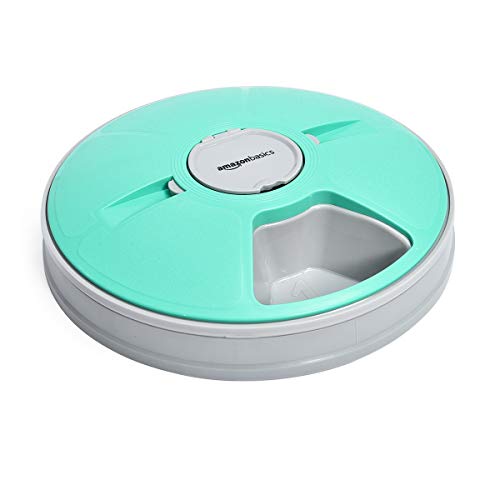 Amazon Basics Automatic Electronic Timed Pet Feeder - 6 Portions, Plastic, Teal