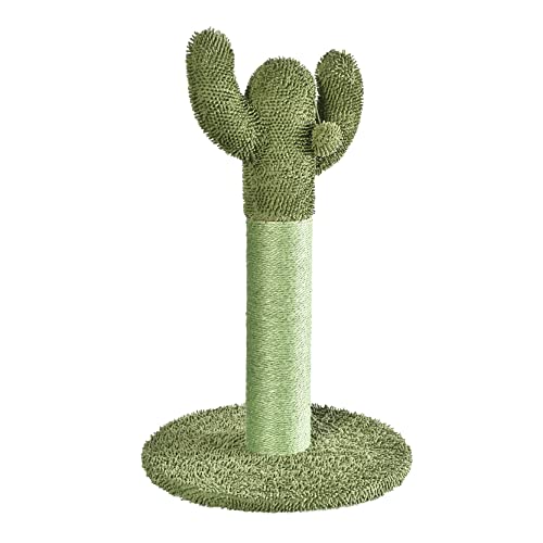 Amazon Basics Cactus Cat Scratching Post with Dangling Ball, 25.6 Inches, Green