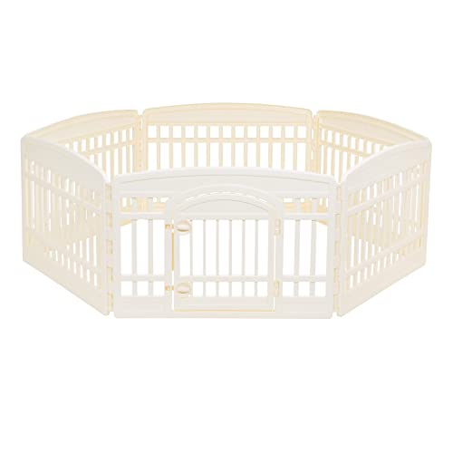 Amazon Basics Dog Playpen, Pet Exercise Pen with Door, 24-Inches, 6 Panel, Beige