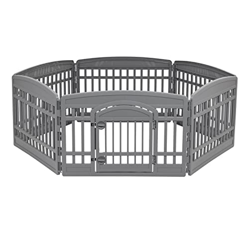 Amazon Basics Dog Playpen, Pet Exercise Pen with Door, 24-Inches, 6 Panel, Dark Gray