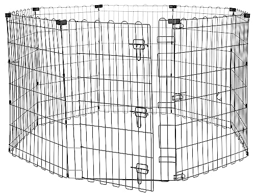 Amazon Basics Foldable Metal Exercise Pet Play Pen for Dogs, Fence Pen, Single Door, Medium, 60 x 60 x 36 Inches