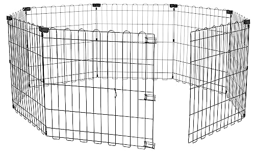 Amazon Basics Foldable Metal Exercise Pet Play Pen for Dogs, Fence Pen, No Door, Black, 60 x 60 x 24 Inches