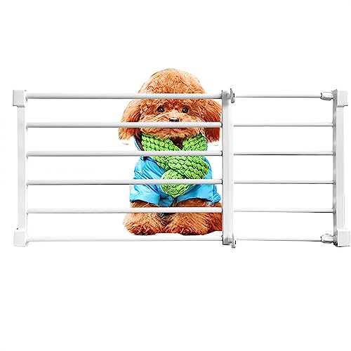 Apatal Short Dog Gate, Expandable Puppy Gate for Doorways 22-35.4“W to Step Over Pressure Low Pet Gate Adjustable Safety Dog Doors for Stairs Windows Gate White (S:9.4" H)