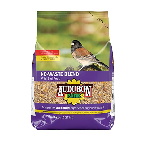 Audubon Park No Waste Blend Wild Bird Food, Premium Shell Free and No Mess Bird Seed for Outside Feeders, 5-Pound Bag