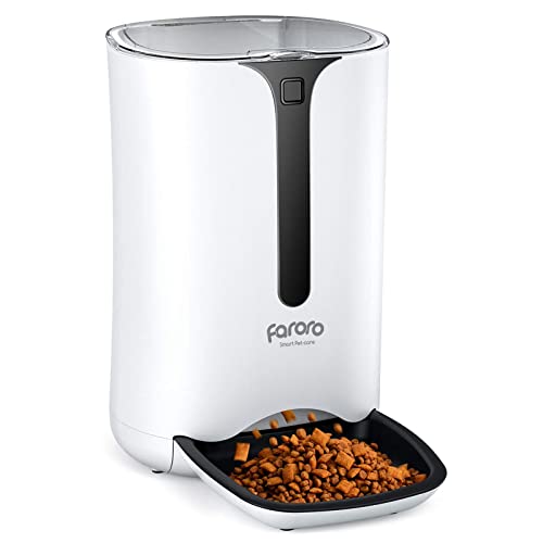 Automatic Cat Feeder, Faroro Dog Food Dispenser for Small Pets with Distribution Alarms, Portion Control, Voice Recorder and Programmable Timer for up to 4 Meals per Day