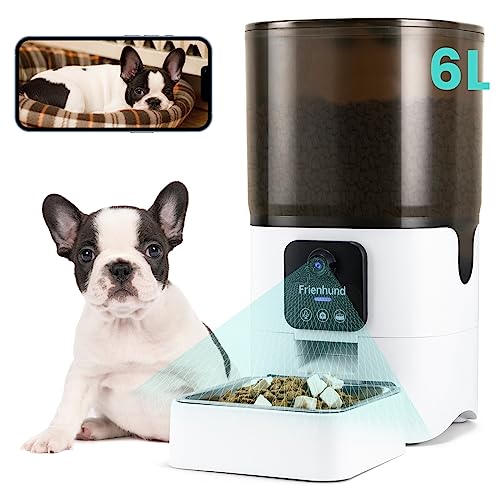 Automatic Cat Food Dispenser with 1080P Camera, Frienhund 6L Cat Feeders Automatic Cat Food with Remote APP Control, Automatic Cat Feeders Support 5G WiFi, Cat Feeder Pet Feeder Auto Dog Puppy Feeder