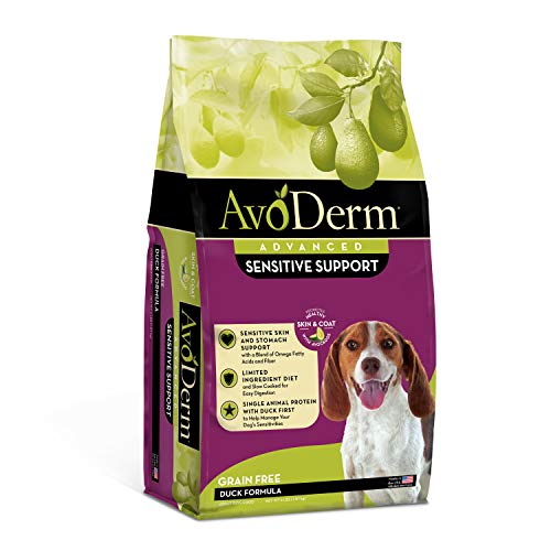 AvoDerm Advanced Sensitive Support Grain-Free Duck Formula Dog Food, Sensitive Stomach, 4lb