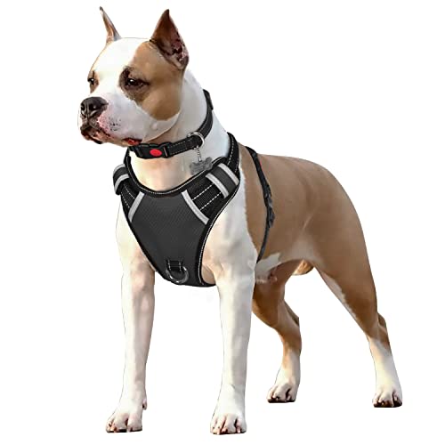 BABYLTRL Big Dog Harness No Pull Adjustable Pet Reflective Oxford Soft Vest for Large Dogs Easy Control Harness (M, Black)