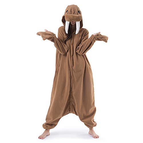 Beauty Shine Adult Unisex Animal Costume Halloween Christmas Cosplay Plush Pajama Onesie (X-Large, Walrus)