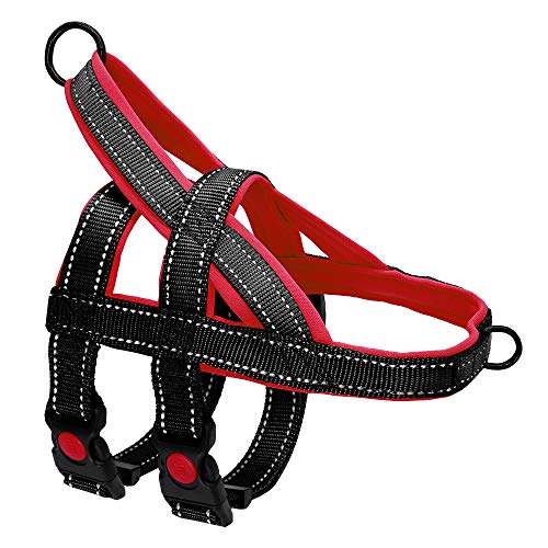 Beirui No Pull Escape Proof Dog Harness for Small Medium Large Dogs - Soft Padded Reflective Medium Dog Walking Harnesses (Black,M)