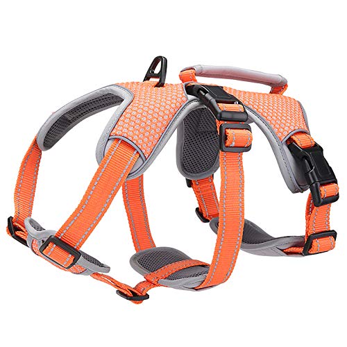 BELPRO Multi-Use Support Dog Harness, Escape Proof No Pull Reflective Adjustable Vest with Durable Handle, Dog Walking Harness for Big/Active Dogs (Orange, M)