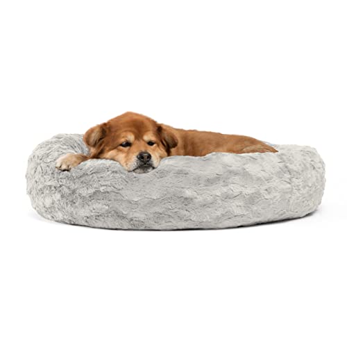 Best Friends by Sheri The Original Calming Donut Cat and Dog Bed in Lux Fur Gray Medium 30x30