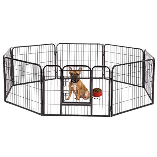 BestPet Dog Pen Playpen Dog Fence Extra Large Indoor Outdoor Heavy Duty 8 Panels 16 Panels 24" 32" 40" Exercise Pen Dog Crate Cage Kennel ,Hammigrid (32" W × 24" H 8 Panels)