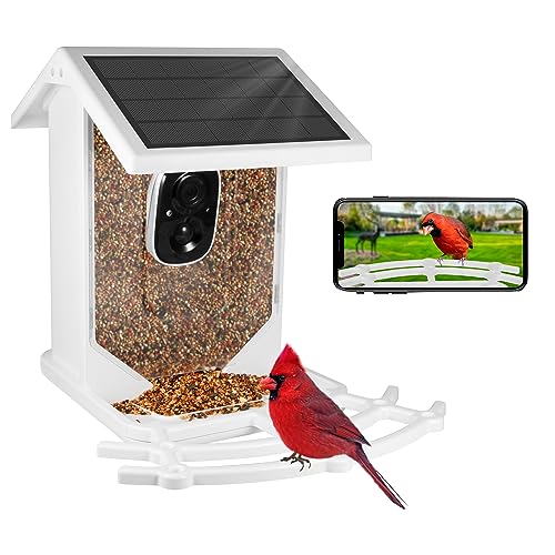 Bird Feeder with Camera Smart Bird Feeder Camera Wireless Outdoor-AI Identify Birds-Motion Activated Birdwatching Camera 1080P HD Video Live-Solar Powered Bird House Camera for Outside-Ideal Gifts