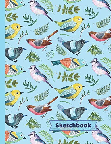 Birds Sketchbook: Gifts for Bird Lovers: Blank Paper Sketch Book: Large Notebook for Doodling, Drawing or Sketching ~ 8.5" x 11"