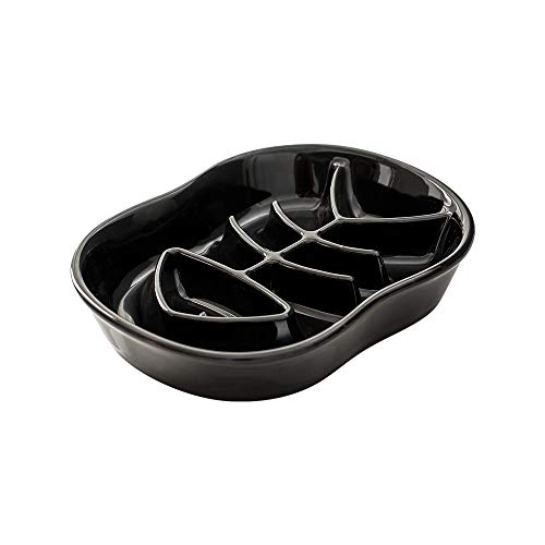 Black Ceramic Slow Feeder Dog Bowls Cat Bowl -Ceramic Fun Interactive Feeder Bloat Stop Cat Bowl Preventing Feeder Anti Gulping Healthy Eating Diet Pet Bowls Against Bloat, Indigestion and Obesity