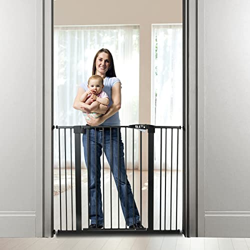 Blety Baby Gate 36" Extra Tall for 29.5-46in,Extra Wide Auto Closed Dog Gate for The House with 2-Way Door for Kids, Heavy Duty Metal Safety Pet Gate for Stairs,Doorway,Entryways,Black…