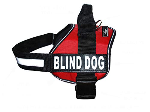 Blind Dog Nylon Dog Vest Harness. Purchase Comes with 2 Reflective Blind Dog pathces.Measure Your Dog Before Ordering Red