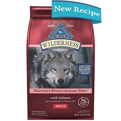 Blue Buffalo Wilderness High Protein Natural Adult Dry Dog Food Plus Wholesome Grains, Salmon 4.5 lb Bag