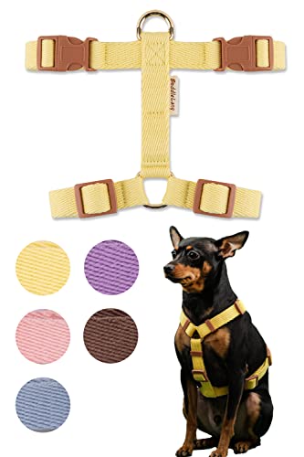 BODDLELANG H-Type Easy Walk Dog Harness | Escape Proof Harness for Dogs No Pull Brown XS Dog Harness | Puppy Harness for Puppy Training | Pet Dog Walking Harness Accessories (Extra Small, Yellow)