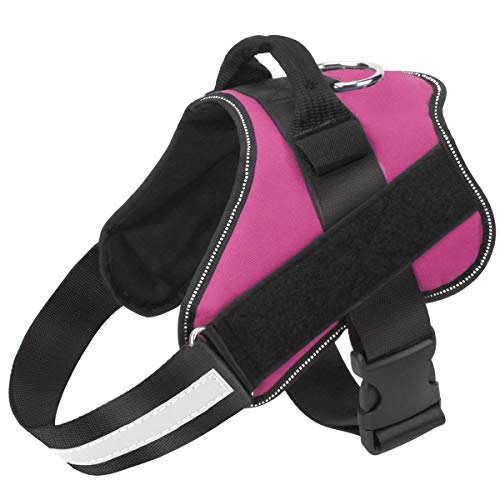 Bolux Dog Harness, No-Pull Reflective Dog Vest, Breathable Adjustable Pet Harness with Handle for Outdoor Walking - No More Pulling, Tugging or Choking (Rose red, L)