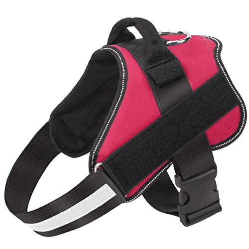 Bolux Dog Harness, No-Pull Reflective Dog Vest, Breathable Adjustable Pet Harness with Handle for Outdoor Walking - No More Pulling, Tugging or Choking (Red, M)