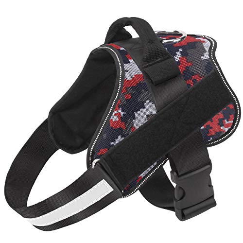 Bolux Dog Harness, No-Pull Reflective Dog Vest, Breathable Adjustable Pet Harness with Handle for Outdoor Walking - No More Pulling, Tugging or Choking (Red Camo, XS)