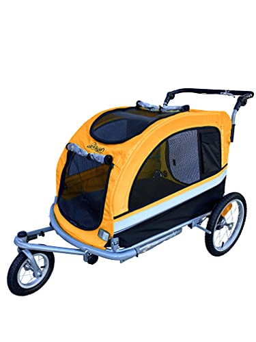 Booyah Extra Large Pet Bike Trailer Dog Stroller & Jogger with Shocks Non Tipping.(Orange)