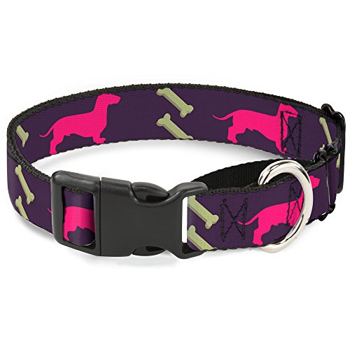 Buckle-Down Dachshunds & Bones Purple/Fuchsia/Green Martingale Dog Collar, 1" Wide-Fits 11-17" Neck-Medium