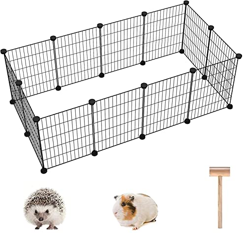 C&AHOME Pet Playpen, Small Animals Supplies, 12 Panels Exercise Playpens Cage, C Grids Portable Yard Fence Indoor, Ideal for Guinea Pigs, Puppy Pet Products, DIY Metal Yard Fence, 12" × 15" Black