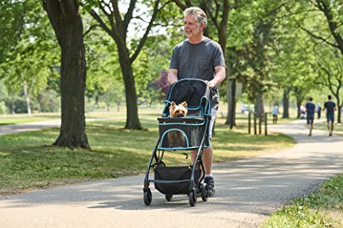 Carlson Pet Stroller, Includes 360 Degree Front Wheel Swivel, Rear Wheel Breaks, Reflective Trim, Mesh Panels, Umbrella and Mesh Canopy, Folds Easily to a Fraction of its Size,Black