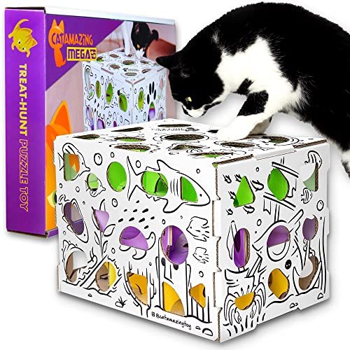 Cat Amazing MEGA – Cat Treat Puzzle Box – Interactive Treat Maze – Cat Puzzle Feeder – Treat Box for Indoor Cats – Enrichment Food Toy – Best Cat Toy Ever!