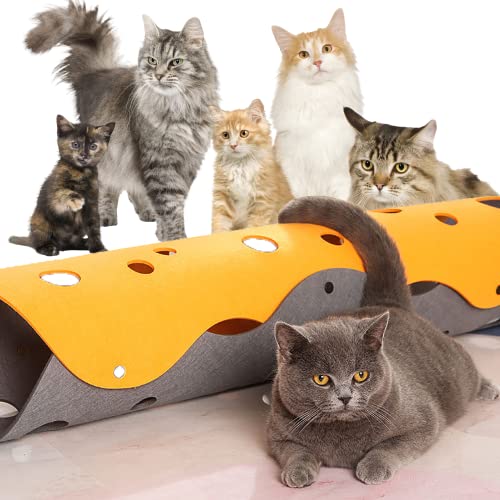 Cat Tunnels for Indoor Cats,Cat Tunnel Mat DIY Cat Play Mat for Felt Cat Tunnel Random Combinations and Infinite Extension,Foldable,for Cats Dogs and Rabbits