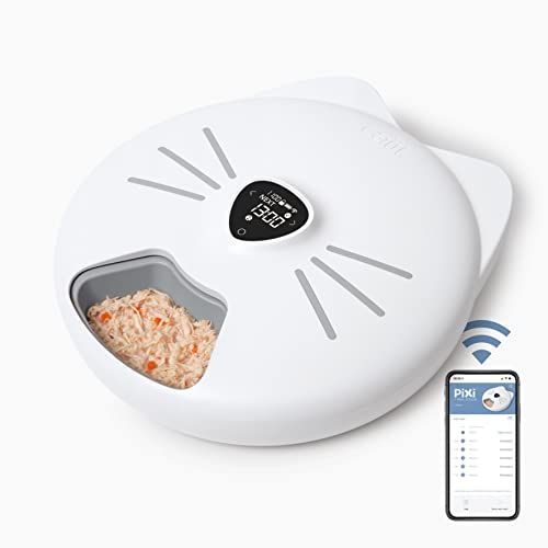 Catit PIXI Smart 6-Meal Feeder – Automatic and Customizable Feeding Schedule with App Support, White