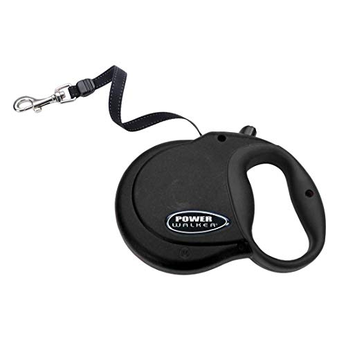 Coastal Pet Power Walker Dog Retractable Leash - Reflective Dog Leash - Stop-and-Release Control Button - Comfort Grip Handle - Black - Small