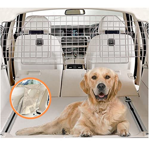 COLETA Dog Car Barrier for SUVs & Vehicles - Adjustable Large with Bonus Guard Mesh for Full Coverage. Heavy-Duty, Universal-Fit Easy Install-Removal Divider for Pet Car Safety