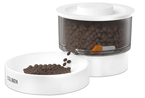 COLIBEN Automatic Cat Feeder with Slow Distribution Design, Bluetooth App Control Cat Feeder Customized Feeding Schedule, Up to 99 protions 10 Meals Per Day, Dual Power Supply Pet Food Dispenser, 1L