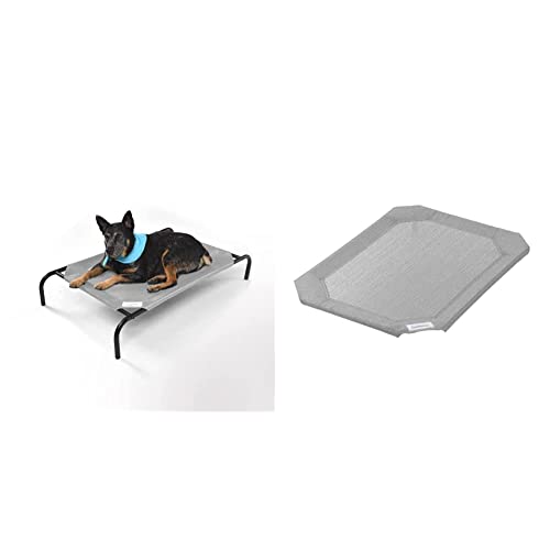 Coolaroo The Original Cooling Elevated Dog Bed, Indoor and Outdoor, Medium, Grey & Replacement Cover, The Original Elevated Pet Bed by, Medium, Grey