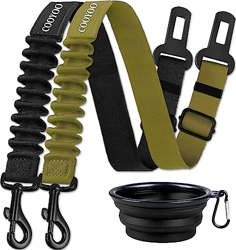 COOYOO Dog Seat Belt,3 Piece Set Retractable Dog Car Seatbelts Adjustable Pet Seat Belt for Vehicle Nylon Pet Safety Seat Belts Heavy Duty & Elastic & Durable Car Harness for Dogs