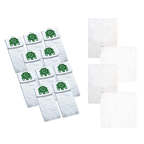 Crucial Vacuum Replacement Cloth Bags & Micro Filters Compatible With Miele Part # 7282050 & Models U,Type U,S7210 Twist Upright,S7260 Cat & Dog Upright,S7290 Jazz Upright (10 Pack, 4 Filter)