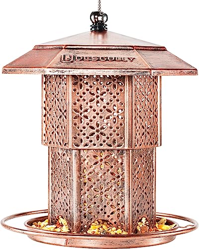 DesGully Bird Feeders for Outdoors Hanging, Metal Bird Feeder, Chew-Proof, Weather and Water Resistant Wild Bird Feeder