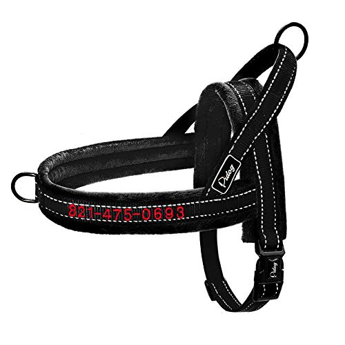 Didog Personalized Embroidered Dog Harness with Pet Name & Phone Number,Soft Flannel Padded Dog Vest Harness, Escape Proof/Quick Fit Reflective Dog Strap Harness,Easy for Walking Training