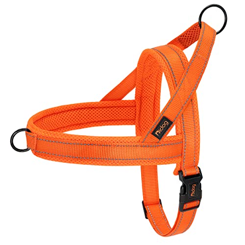 Didog Soft Mesh Padded Dog Vest Harness,Escape Proof/Quick Fit Reflective Dog Strap Harness, Easy for Training Walking (XS:Chest 15-18", Orange)