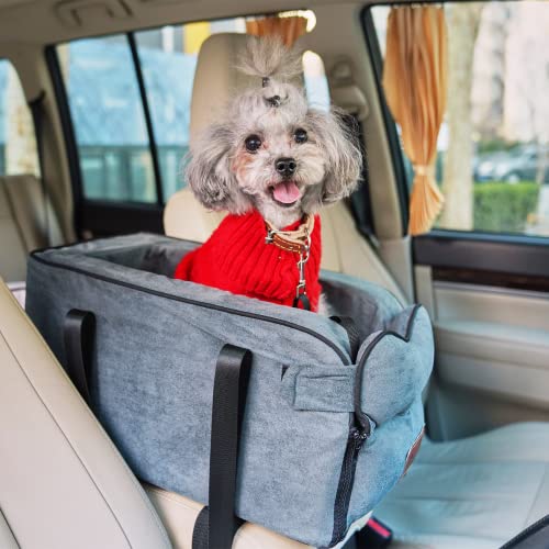 Dog Car Seat for Small Dogs Pet Car Booster Seat Detachable and Washable Dog Booster Seat for Small Pets Up to 13.5 Lbs Center Console Dogs and Cats Car Seat Fits Car Home Travel(Green)