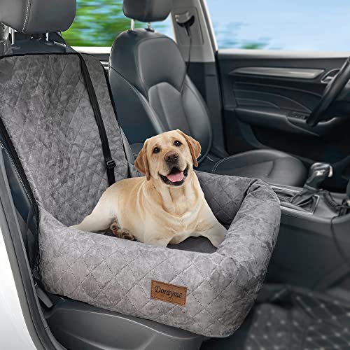 Dog Car Seat Pet Booster Car Seat for Small Mid Dogs, Dog Car Seat is Safe and Comfortable, and can be Disassembled for Easy Cleaning, Comfy Ultra Soft Car Travel Bed (Black) (Gray)