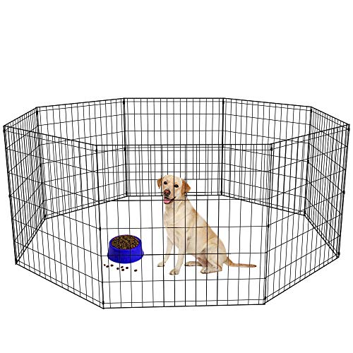 Dog Fence Outdoor, Dog Playpens for The House, Puppy Playpen for Small Dogs, Portable Foldable Dog Outdoor Playpen Metal Wire Pet Exercise Pen Fence Enclosure for Cats,Dogs,Rabbits,24 inch