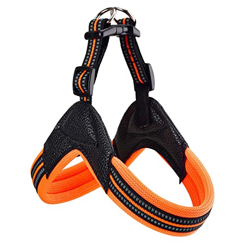 Dog Harness No Pull Ultra Soft Breathable Padded Pet Harness 2 Adjustable Botton, 3M Reflective Pet Harness for Dogs Easy Control for Small Medium Large Dogs (S, Bright Orange)