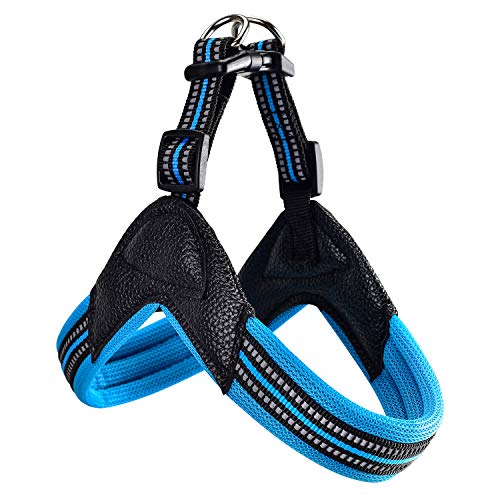 Dog Harness No Pull Ultra Soft Breathable Padded Pet Harness 2 Adjustable Botton, 3M Reflective Pet Harness for Dogs Easy Control for Small Medium Large Dogs (M, Blue)