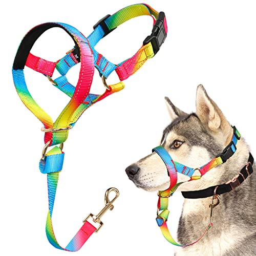 Dog Head Collar, No Pull Cute Dog Collar for Heavy Pullers, Effective Soft Dog Training Halter Stops Pulling on Leash for Walking Small Medium Large Dogs