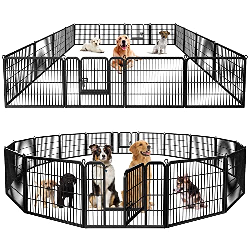 Dog Pen Pet Playpen Kennel Fence Outdoor Indoor Play Yard Puppy Exercise Barrier 31'' W x 24'' H - 16 Panels (16 Panels, 24 Inches)